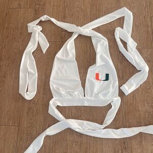 Custom strappy U Miami White Halter Top small